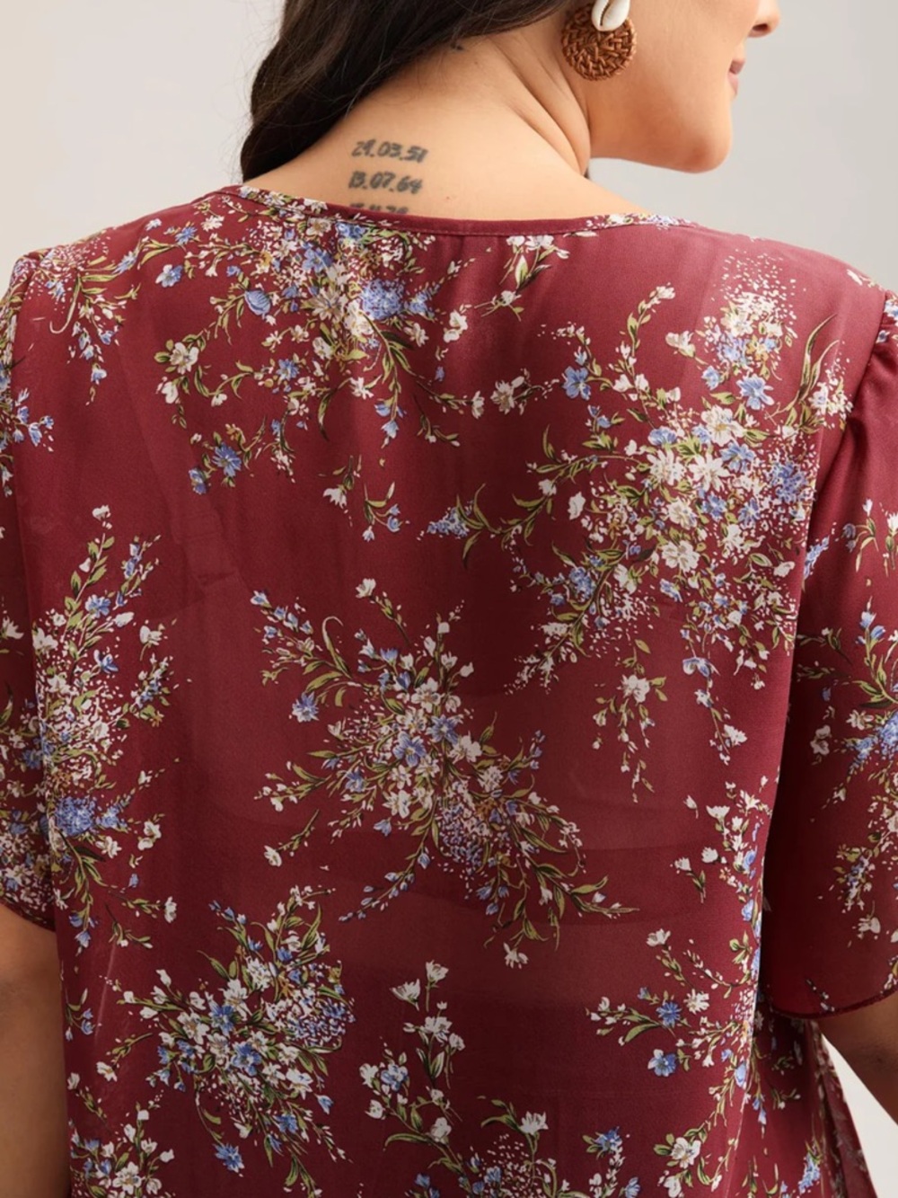 2 BloomChic Rust Floral V-Neck Layered Blouse NWT sz 14-16 - Picture 4 of 9
